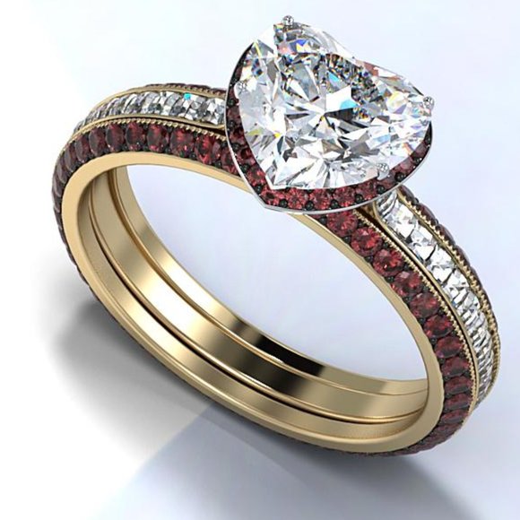 🎀New Beautiful Independent Heart Red Diamond Wedding Ring, GPMB1440 - Picture 2 of 6